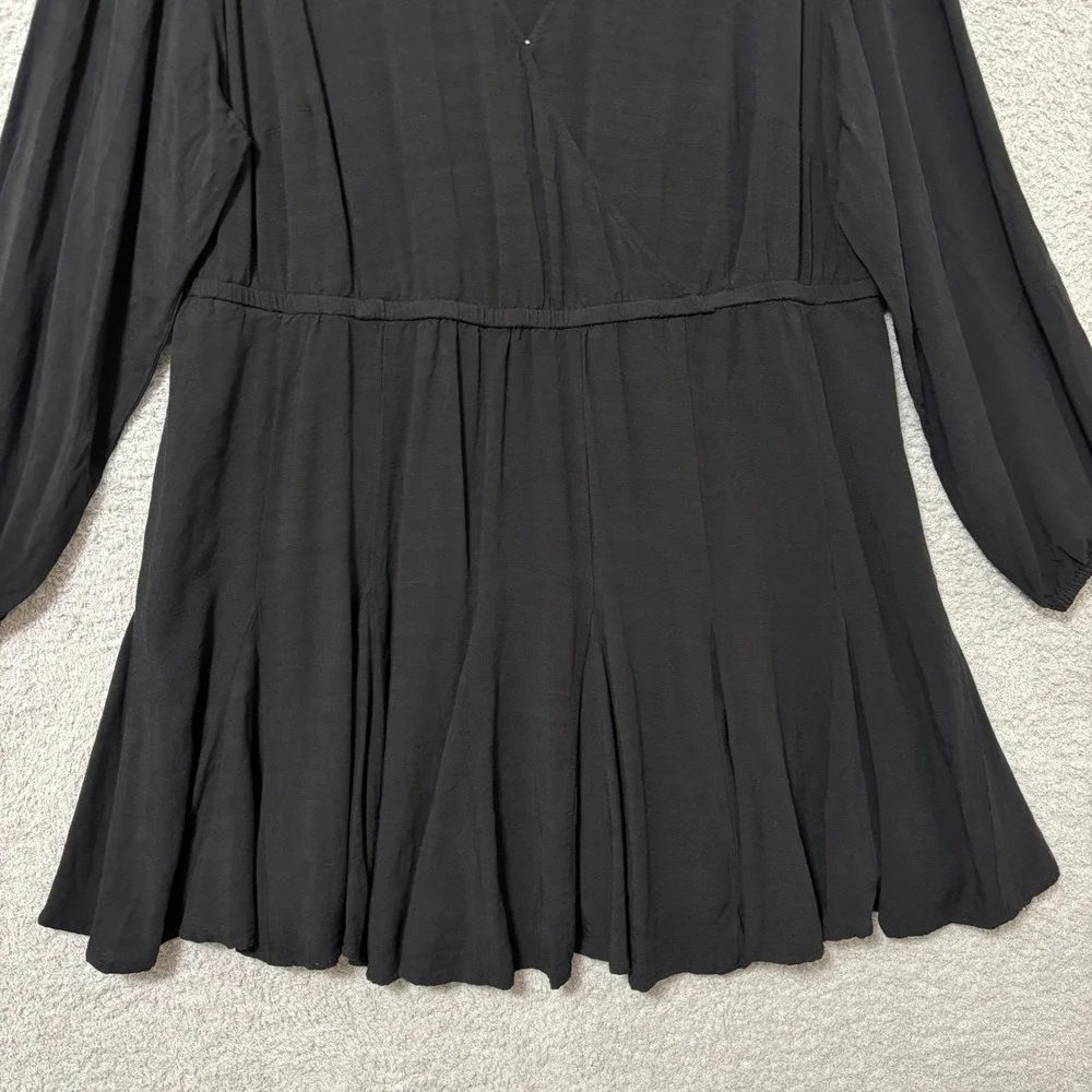 Little Black Dress Work Casual Flowy Mini Dress Long Sleeve Plus Size 1X Pockets - Picture 4 of 12